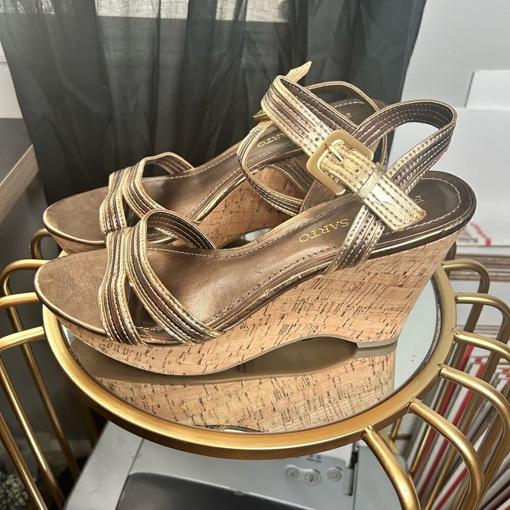 Franco Sarto Florna Metallic Wedge Sandals